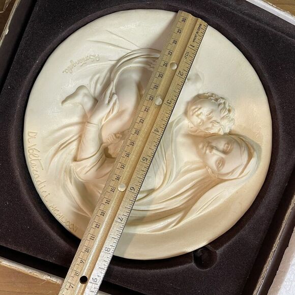 1978 Madonna Profetica Carved Alabastor 3D Plate Italy Madonne‎ Viuenti - Picture 8 of 12